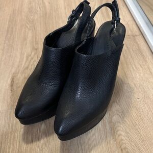 Rachel Comey Black Leather Slingback Mules